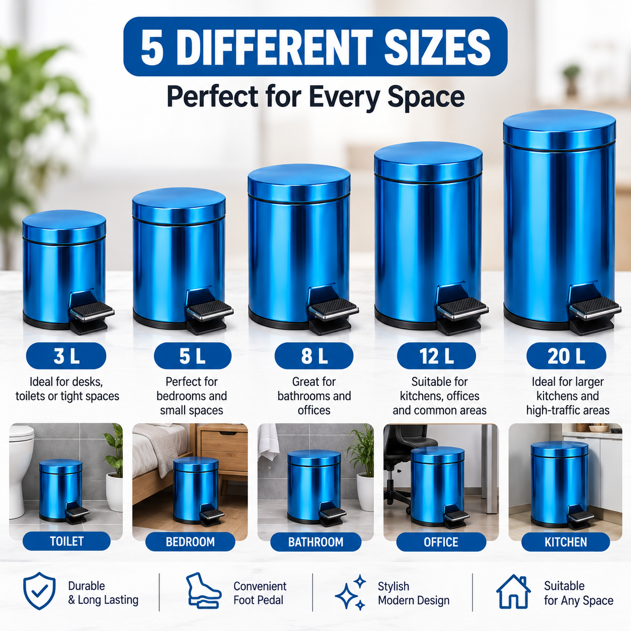 Stainless Steel Pedal Dustbin