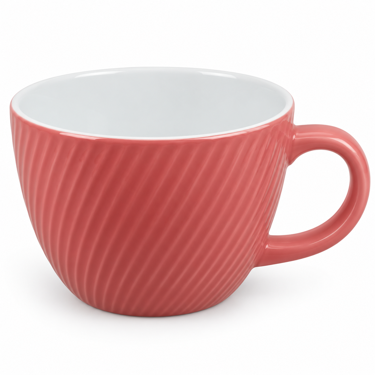 Ribbed Coral Ceramic Cup