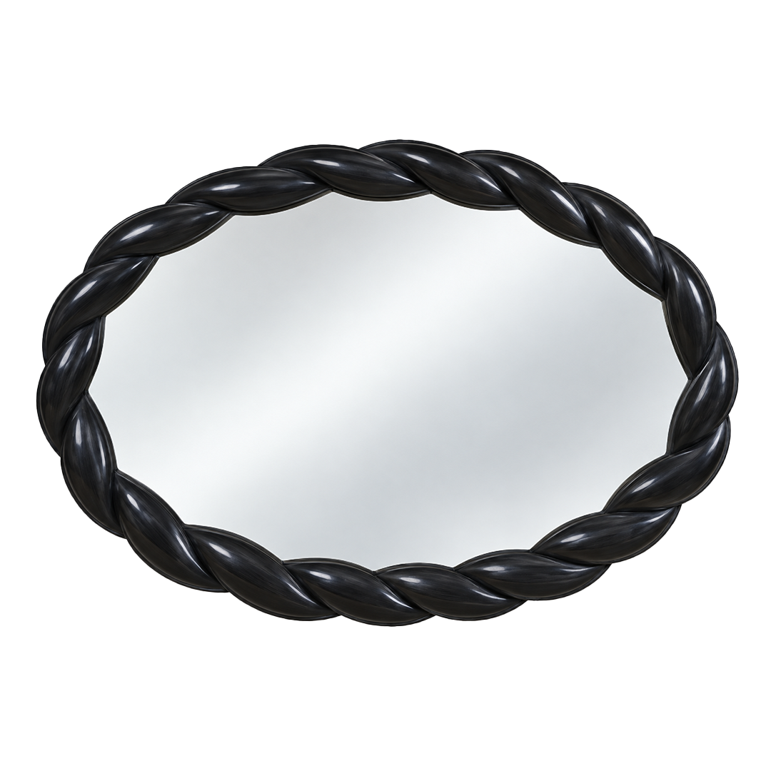 Braided Oval Wall Mirror (Black)