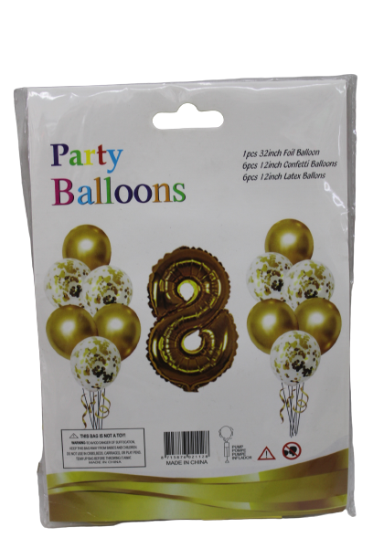 Party Balloons (Set of 1 foil balloon, 6 confetti balloons and 6 latex balloons)