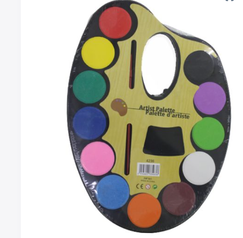 Artist Palette with 12 Water Color and Paint Brush (medium)