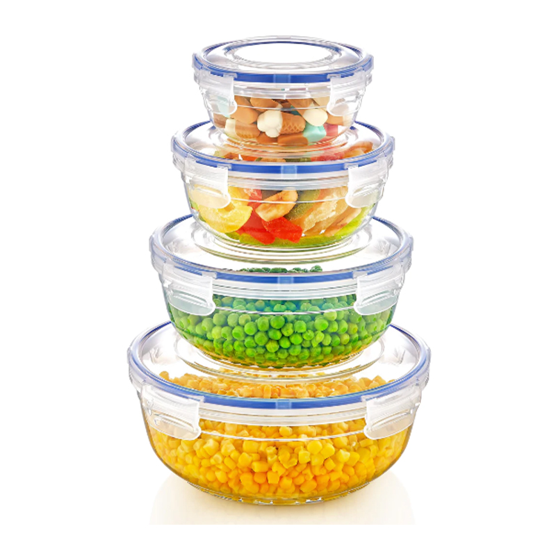 Pack of 4 Plastic Square Sealed Storage Containers {500,900,1500 and 2400ML}